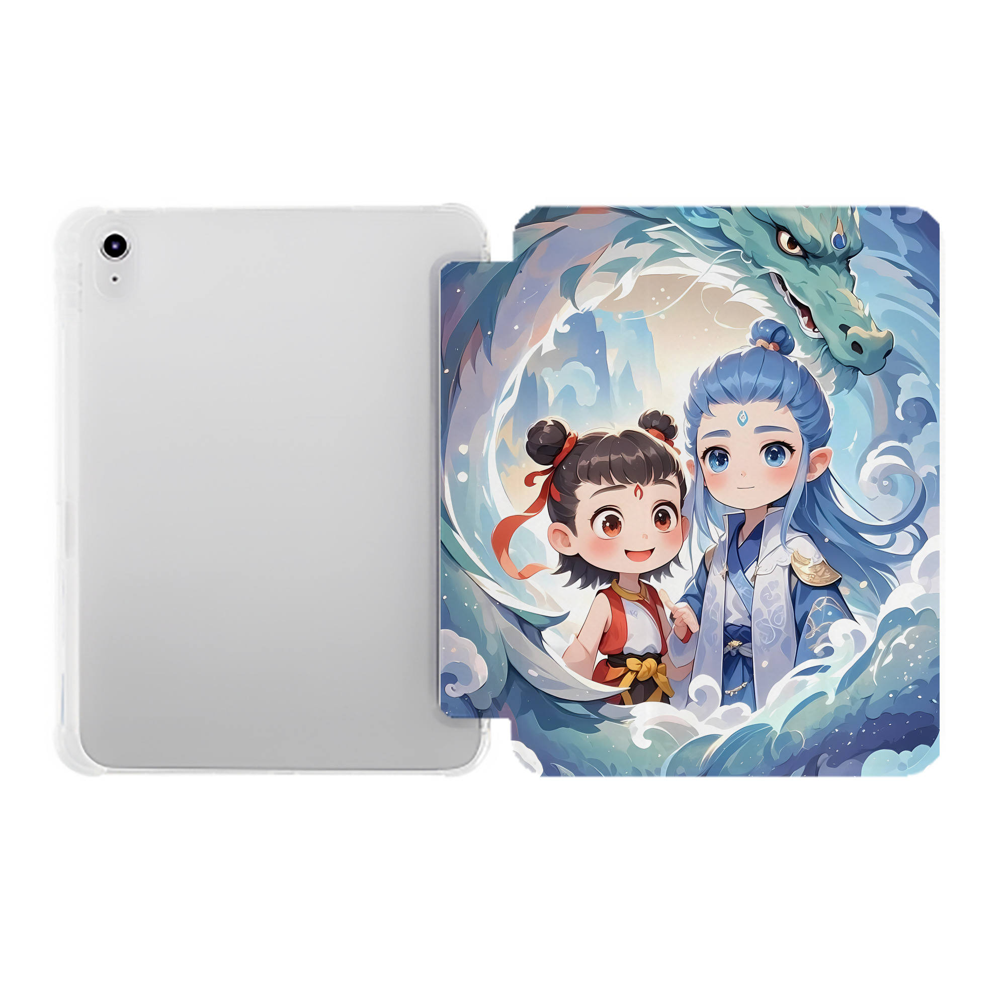 （画像用） Ne Zha 2 ナタ 魔童の大暴れ IPad ケース ペン収納付き 三つ折りスタンド PUレザー×シリコン 対応機種9.5/10.5/10.9インチ